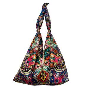 Johnny Was Fabric Hobo Bag Multicolor Paisley Pattern Boho Style Lightweight & S